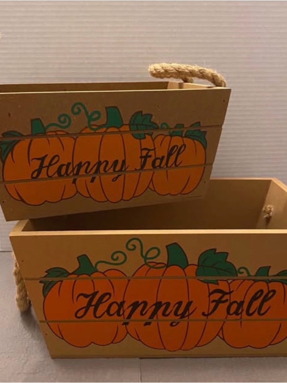 Autumn Pumpkin Wooden Storage Boxes - Orange
